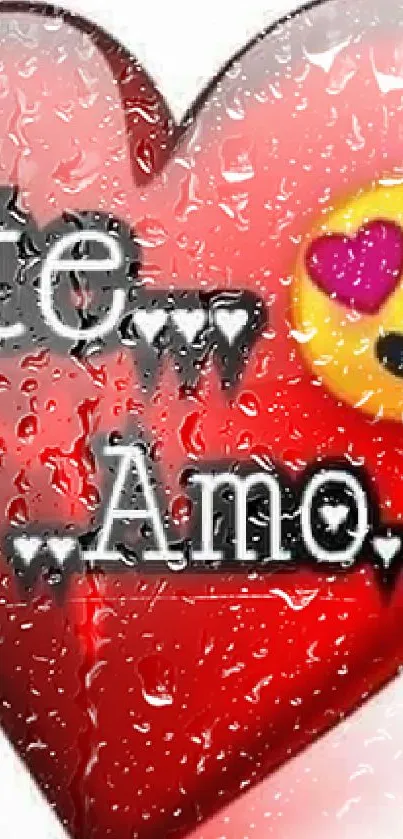 Romantic heart wallpaper with love emoji and 'Te Amo' text.