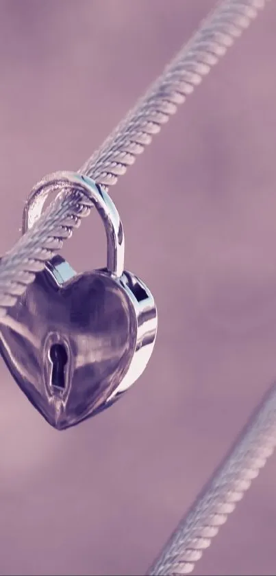 A silver heart-shaped lock on a purple background.