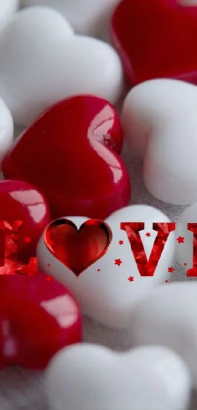 Red and white heart design with 'LOVE' text.