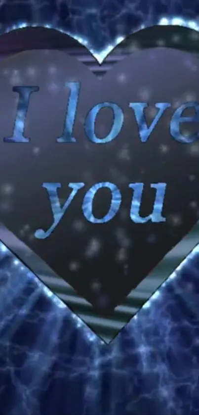 Heart with 'I love you' text surrounded by electric blue light.