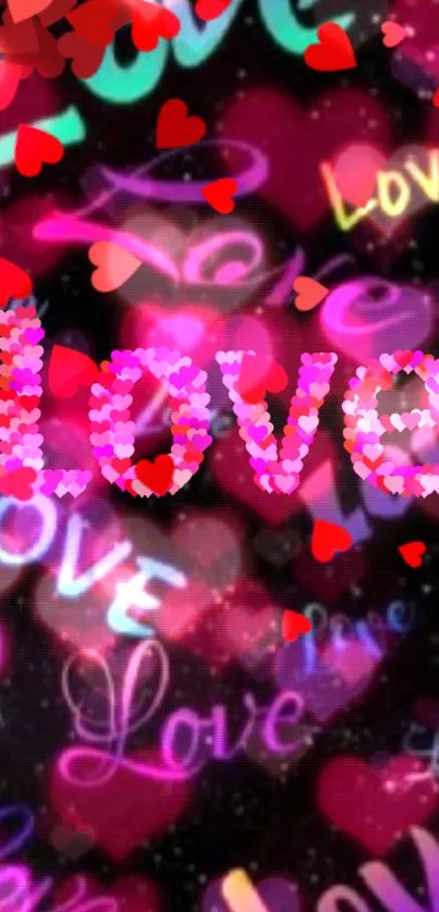 Colorful heart love wallpaper with vibrant motifs.