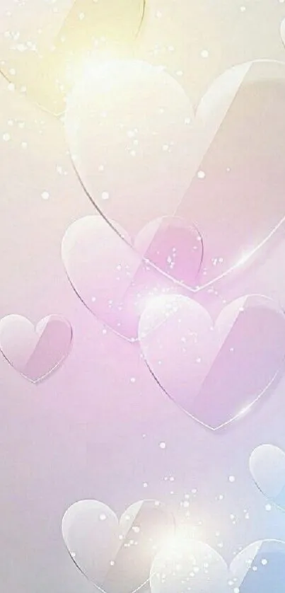 Pastel heart design with gentle glow for mobile wallpaper.