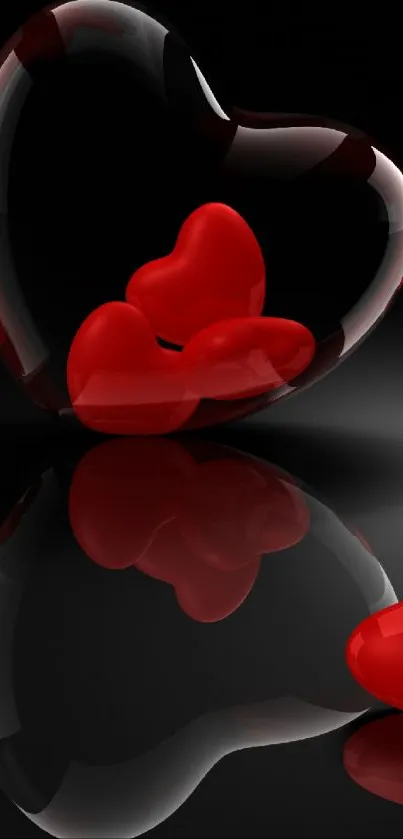 Mobile wallpaper featuring red hearts in a romantic and elegant design.