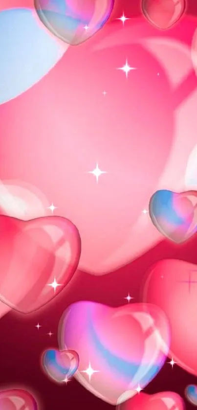 Pink hearts mobile wallpaper with vibrant and romantic design.