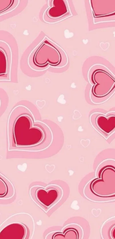 Pink heart pattern wallpaper with romantic design.