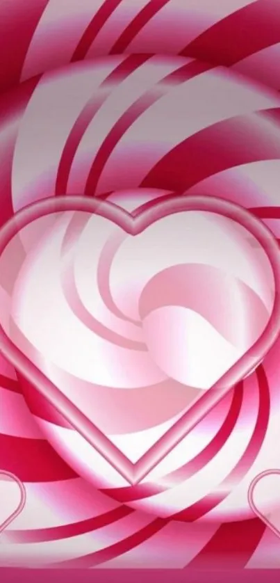 Romantic pink heart swirl wallpaper design.