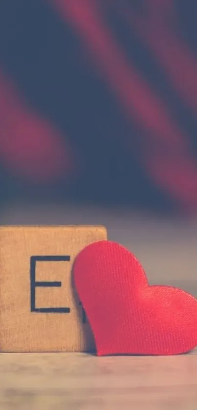 Romantic heart and Scrabble tile mobile wallpaper.