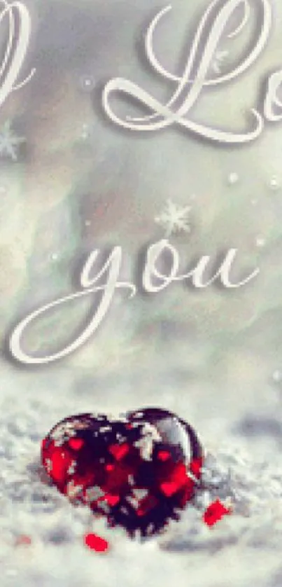 Romantic mobile wallpaper with heart and 'I Love You' message.