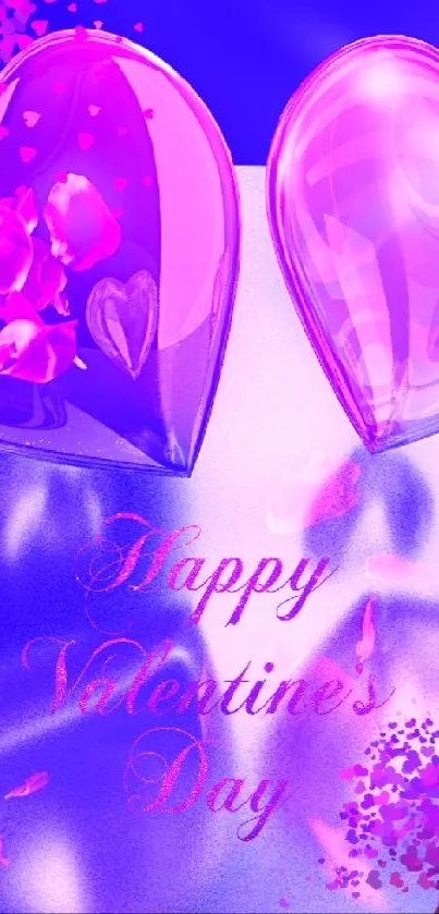 Glass red hearts mobile wallpaper for Valentine's Day.
