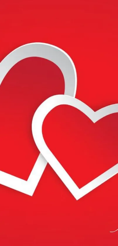 Two red and white hearts on a vibrant background.