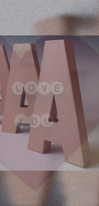 Pink letters with 'I Love You' message on abstract background.