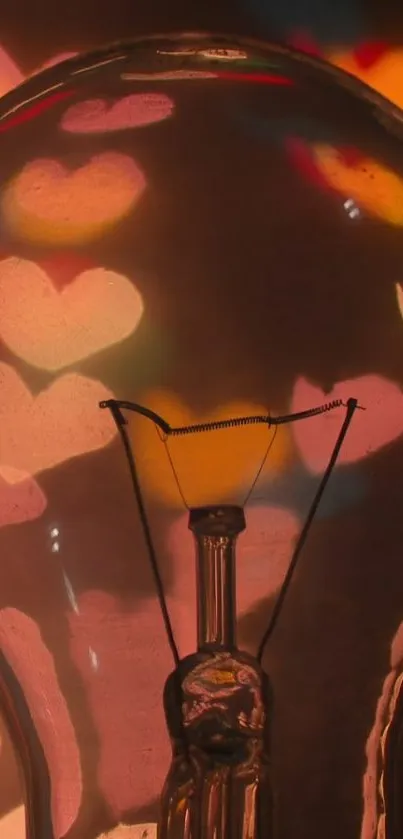 Light bulb with a heart bokeh effect, creating a romantic ambiance.