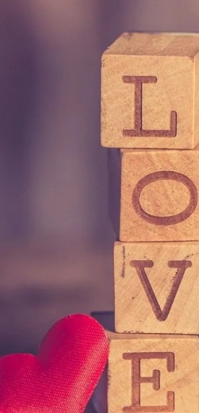 Love blocks and red heart mobile wallpaper.