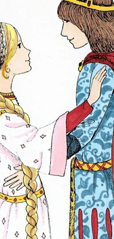 Illustrated prince and princess in medieval attire.