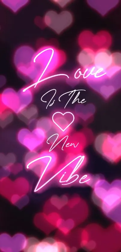 Neon hearts wallpaper with romantic pink tones and modern love vibe.