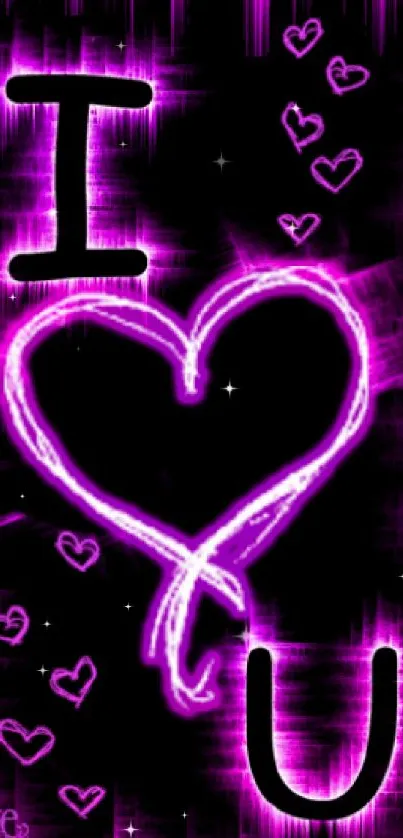 I love you neon heart wallpaper in magenta.