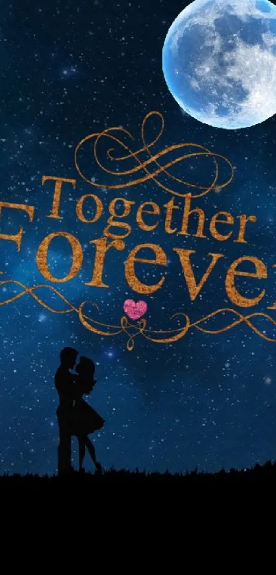 Silhouetted couple under a starry night sky with 'Together Forever' text.