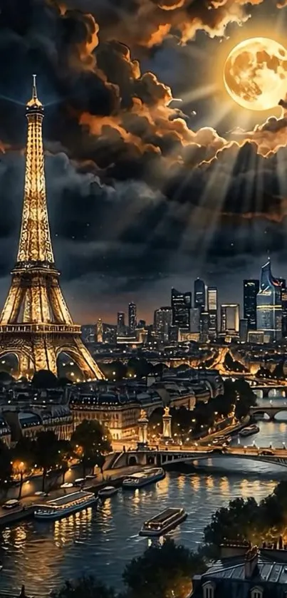 Artistic Paris night wallpaper with Eiffel Tower.