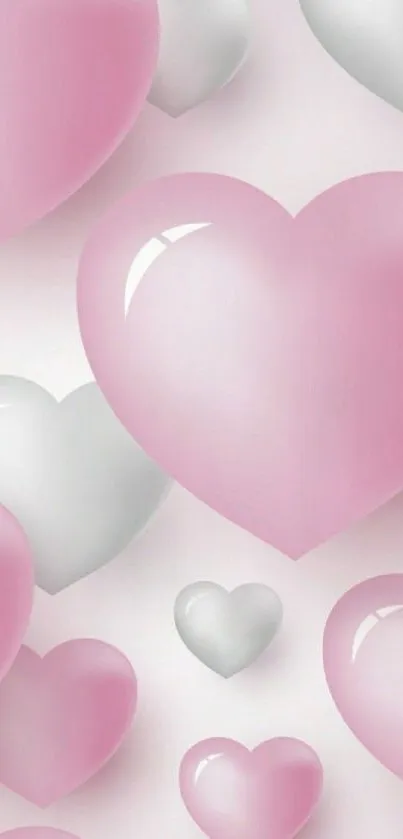 Pink and white heart wallpaper for mobile.