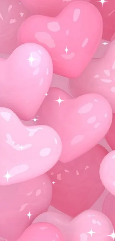 Pink hearts design mobile wallpaper.