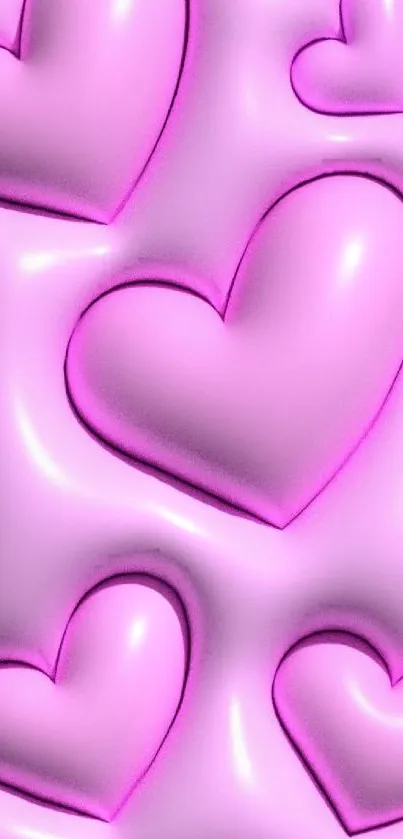 Embossed pink hearts wallpaper for mobile background.