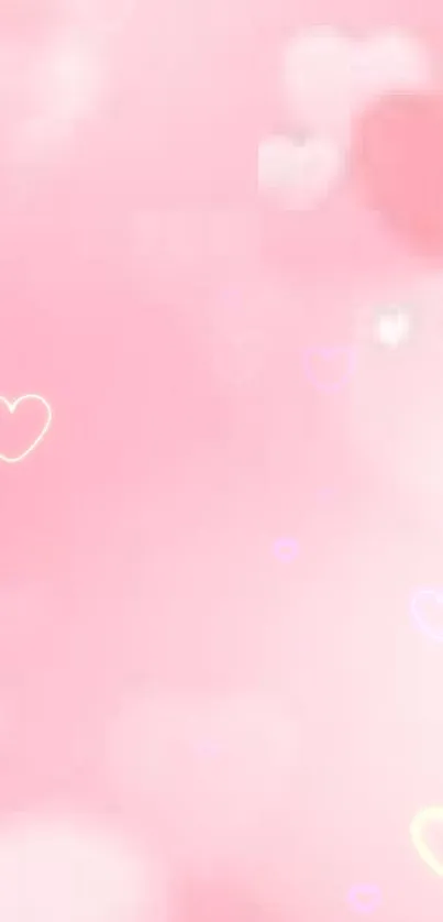 Romantic pink hearts wallpaper for mobile background.