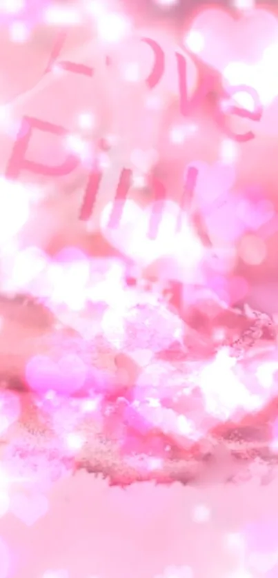Romantic pink heart wallpaper with dreamy love theme.