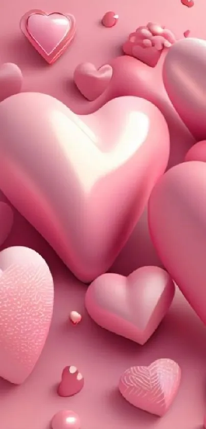 Pink hearts wallpaper with various sizes and shades for mobile.