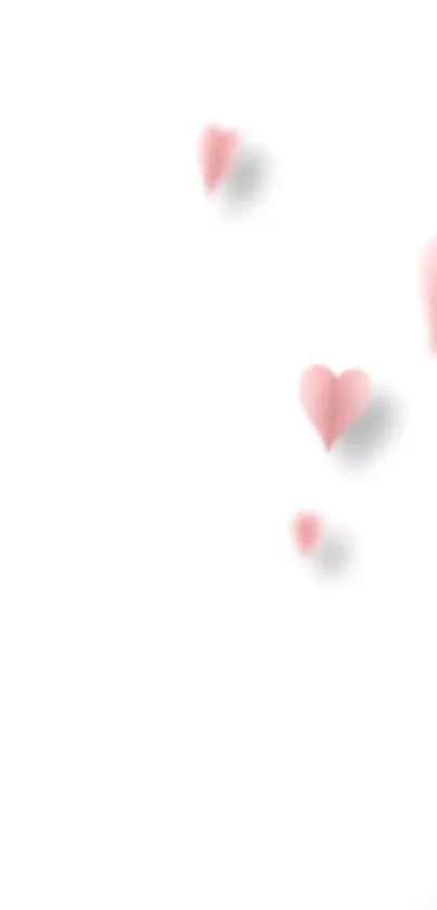 Soft pink hearts on a white background wallpaper.