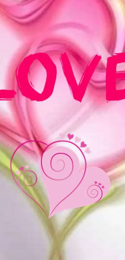 Romantic pink love wallpaper with hearts