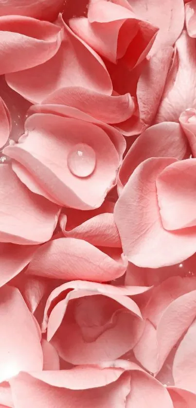 Pink rose petals with water droplets.