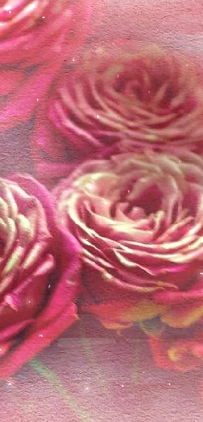 Romantic pink watercolor roses create soft floral aesthetic.