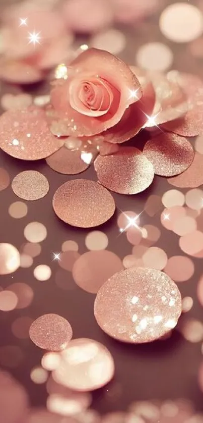 Romantic pink rose with bokeh background on mobile wallpaper.