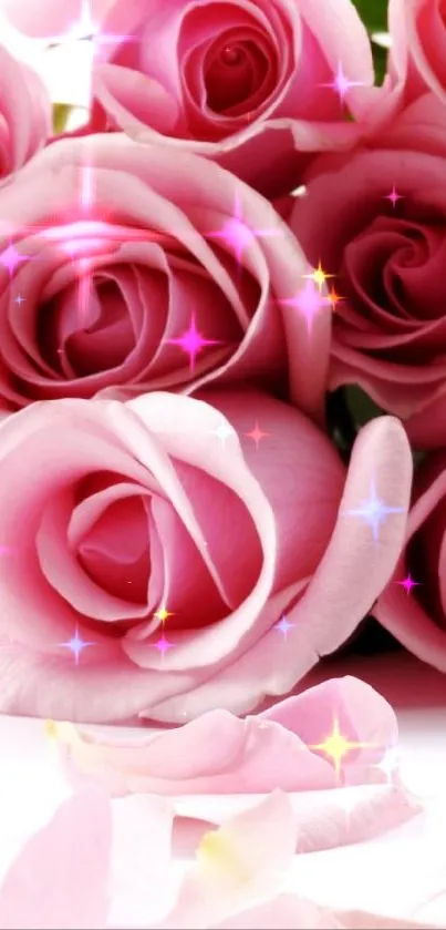 Beautiful pink roses with delicate petals for mobile wallpaper.