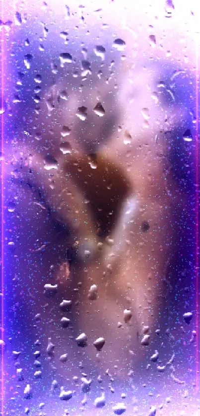 Romantic blurry mobile wallpaper with raindrops on a glass surface.