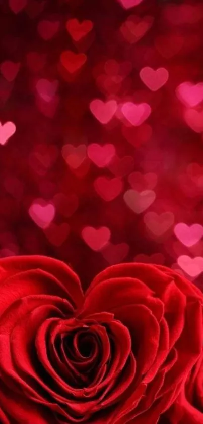 Romantic red roses with heart bokeh background wallpaper.