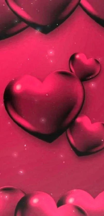 Vibrant red 3D heart wallpaper design.