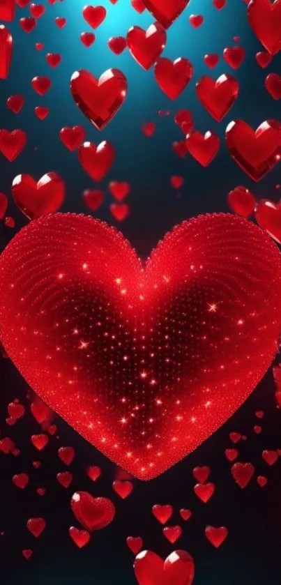 Vibrant red heart wallpaper with romantic theme.