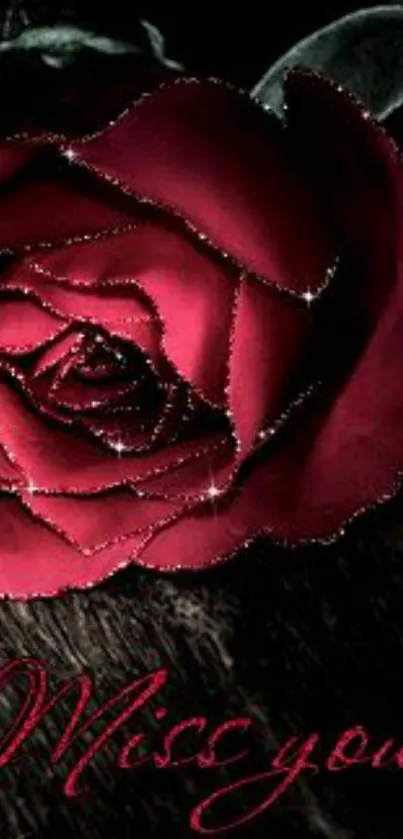 Romantic red rose mobile wallpaper with glowing accents.