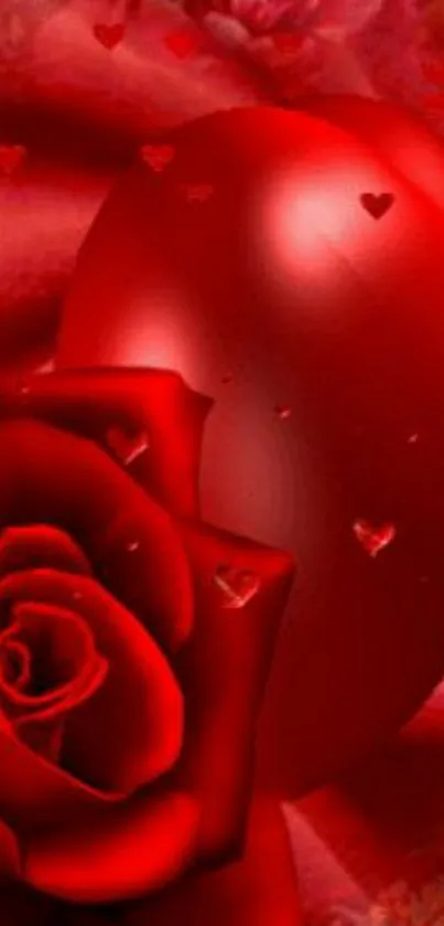 Romantic red roses and heart wallpaper design.