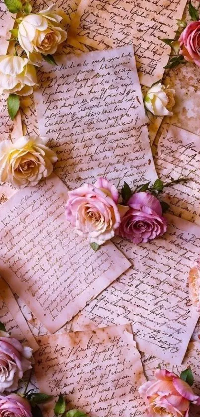 Elegant roses and vintage script mobile wallpaper.