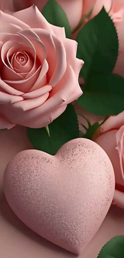 Pink roses with a heart-shaped element.