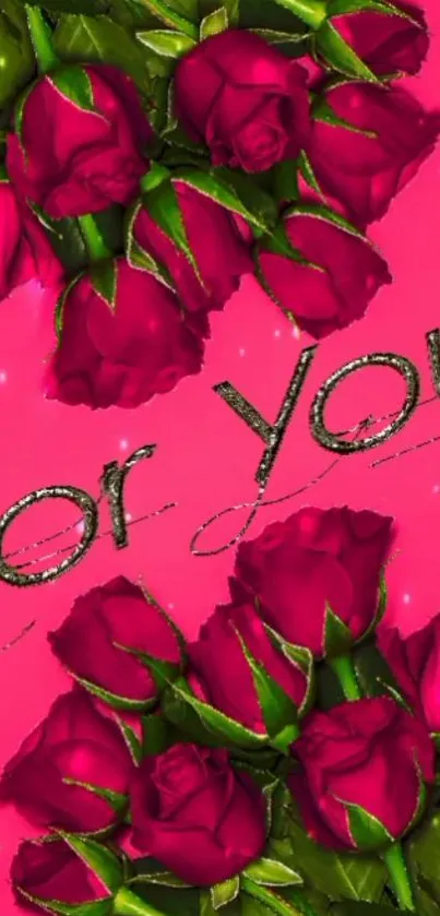 Romantic rose wallpaper with pink background and 'For You' message.