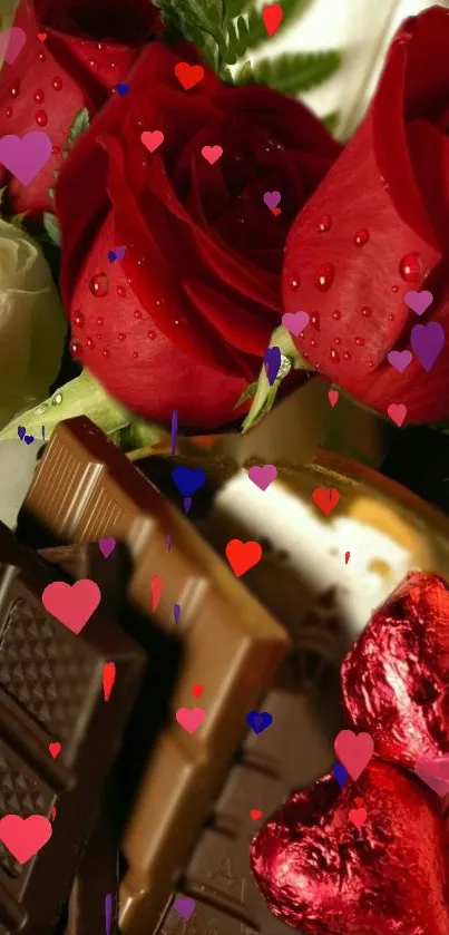 Red roses and chocolates mobile wallpaper