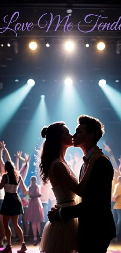 Silhouette couple dancing at a vibrant party.