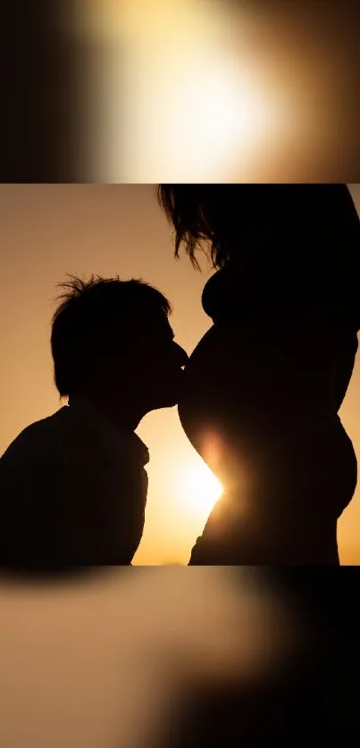 Silhouette of a couple with sunset background, showcasing love and tranquility.