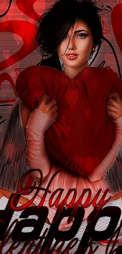 Romantic Valentine's Day artwork with heart and figure.