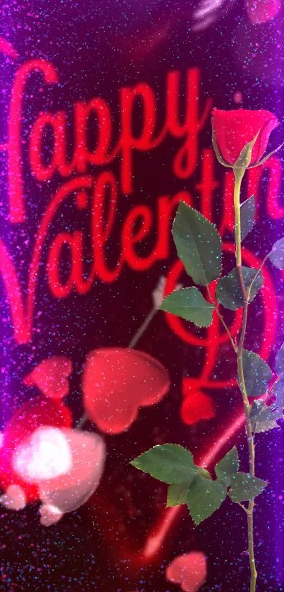 Valentine's Day wallpaper with red rose and romantic theme.