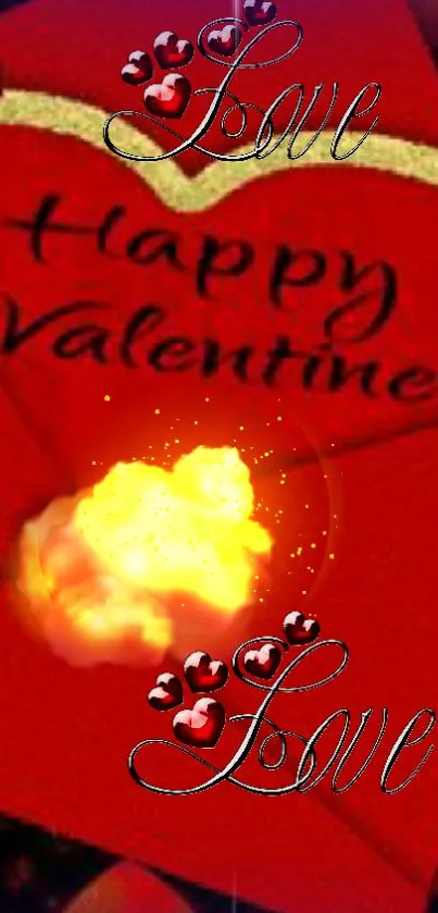 Romantic Valentine's Day wallpaper with love message and vibrant red theme.