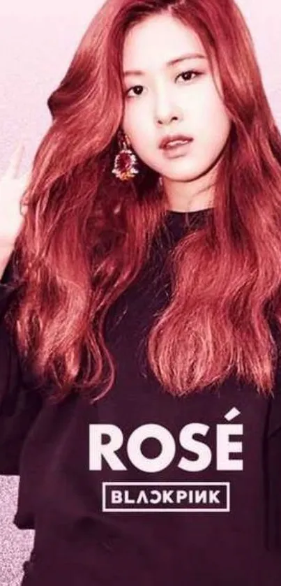Rosé in a stylish pink-themed mobile wallpaper.